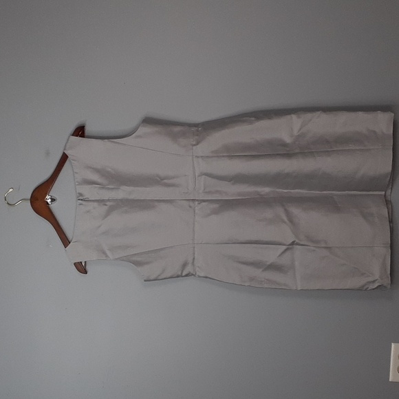 Talbots Petite Silk Blend Silver Sleeveless V-Neck Cocktail Evening  Mini Dress - Picture 9 of 10